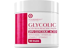 NUVA BOTANICALS 20% Glycolic Acid Pads (50 Pads) - Exfoliating Pads for Face Chemical Peel for Face at Home - Glycolic Acid Peel Exfoliating Face Pads - Acne Pads Facial Peel Face Exfoliating Pads with Vitamin C