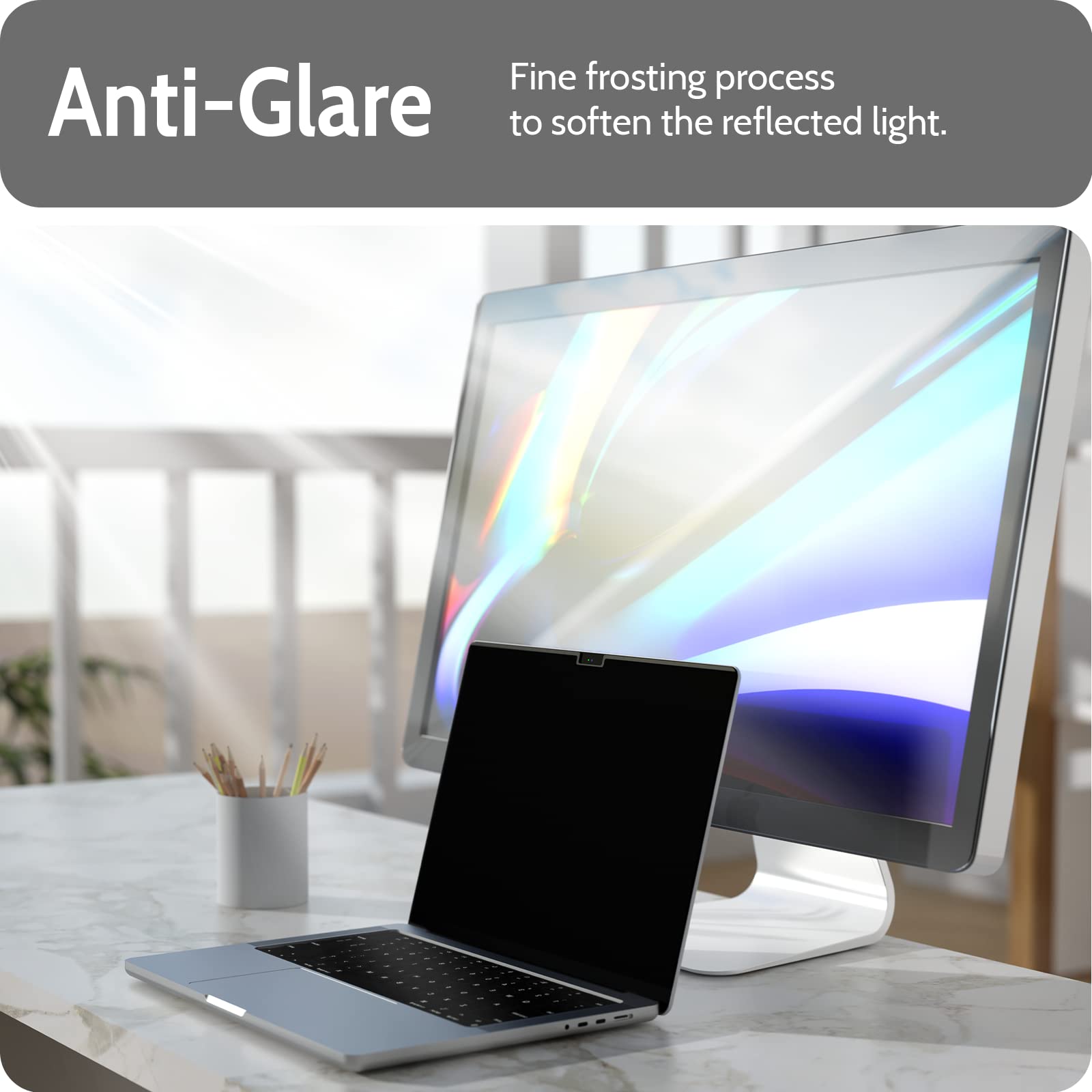 Magnetic Privacy Screen for MacBook Pro 14 Inch (2021-2024, M1, M2, M3, M4), Removable Matte Blue Light Glare Filter for Mac Pro 14.2