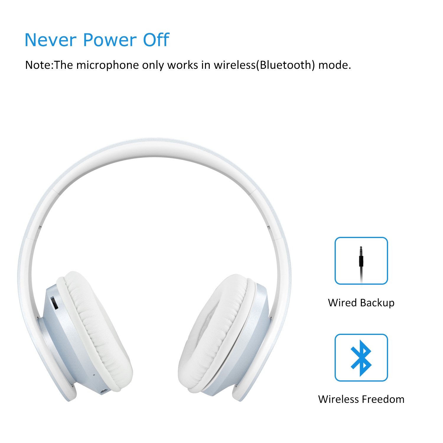 Bluetooth Kopfhörer,LOBKIN Stereo Faltbarer Kopfhörer mit Ohrhörer hellblau