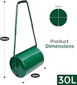 Crystals 30L Garden Lawn Roller - Heavy Duty Steel, Scraper Bar, Green view 3