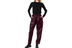 Jild Real Lambskin Leather Pants for Women Comfortable Drawstring Versatile Design Elastic Waistband with Relaxed Fit