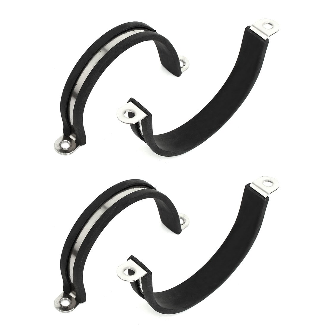 Sourcingmap 55mm Dia Rubber Lined U Shaped 304 Stainless Steel Pipe Clip Hose Clamp 4pcs