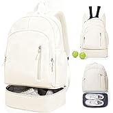 BJLFS Gym Backpack for Women Foldable Outdoor Weekender Gym Bag with Shoe Compartment & Wet Pocket, Waterproof Sports Backpack, Dance Back Pack & Yoga Track Bag-Beige