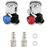 QWORK Air Pressure Regulator Kit, 1/4"-G Spray Paint Gun Air Adjusting Valve Regulator for Air Guns, Spray Guns and Air Tools