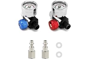 QWORK Air Pressure Regulator Kit, 1/4"-G Spray Paint Gun Air Adjusting Valve Regulator for Air Guns, Spray Guns and Air Tools
