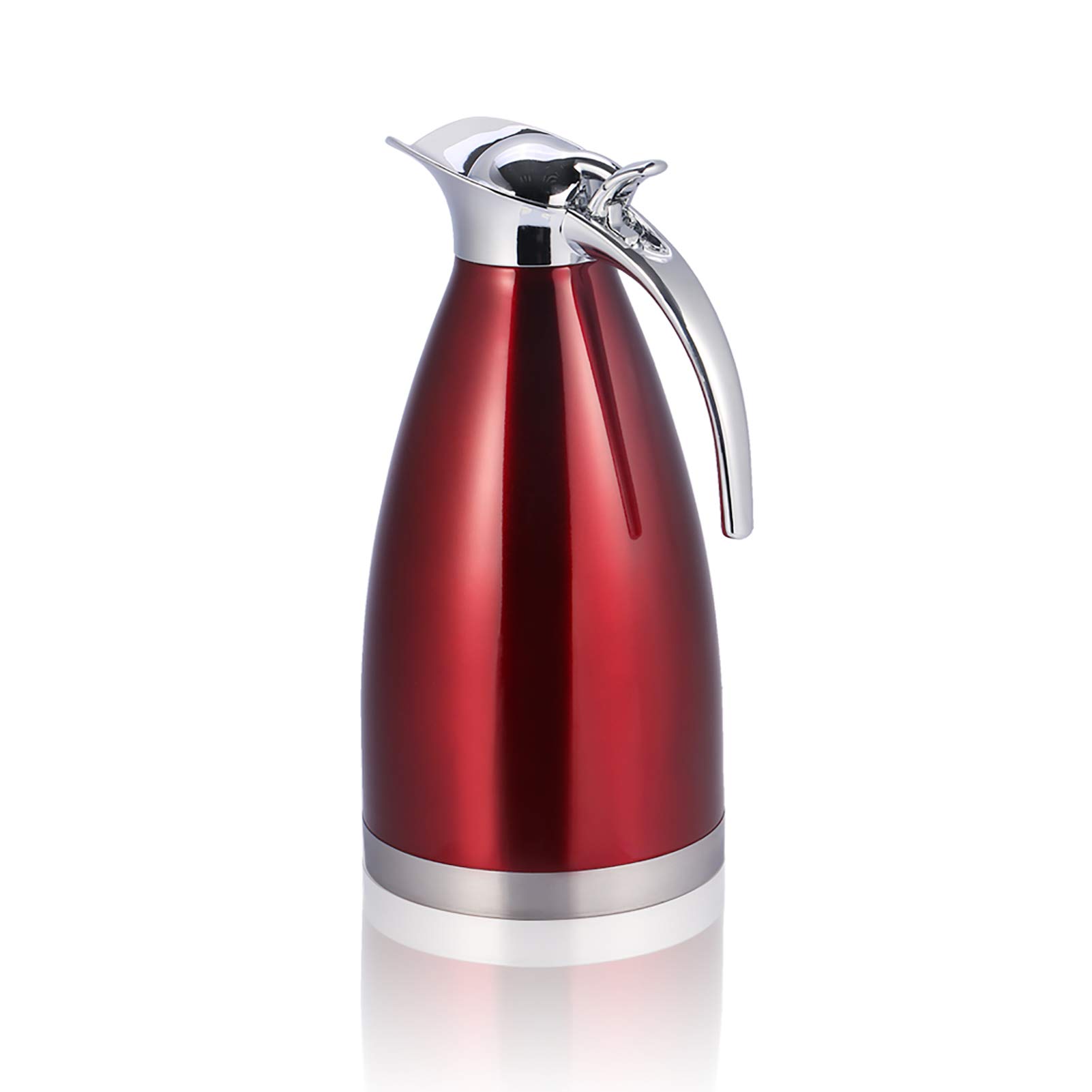 Stainless Steel Coffee Pot Double Wall Vacuum Insulated Thermos Jug Hot Water Bottle Long Time Heat Retention, 1.5/2L, 4 Colors(2L-Red)