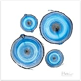 Empire Art Direct Frameless Free Floating Tempered Glass Panel Graphic Wall Art Ready to Hang, 24" x 24", Blue Mineral Rings II