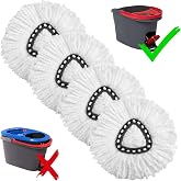 YUAKOU 4-Pack Mop Replacement Heads For Ocedar Mop Replace Head EasyWrin Spin Mop Heads Replacements, White Microfiber, Floor, Wall