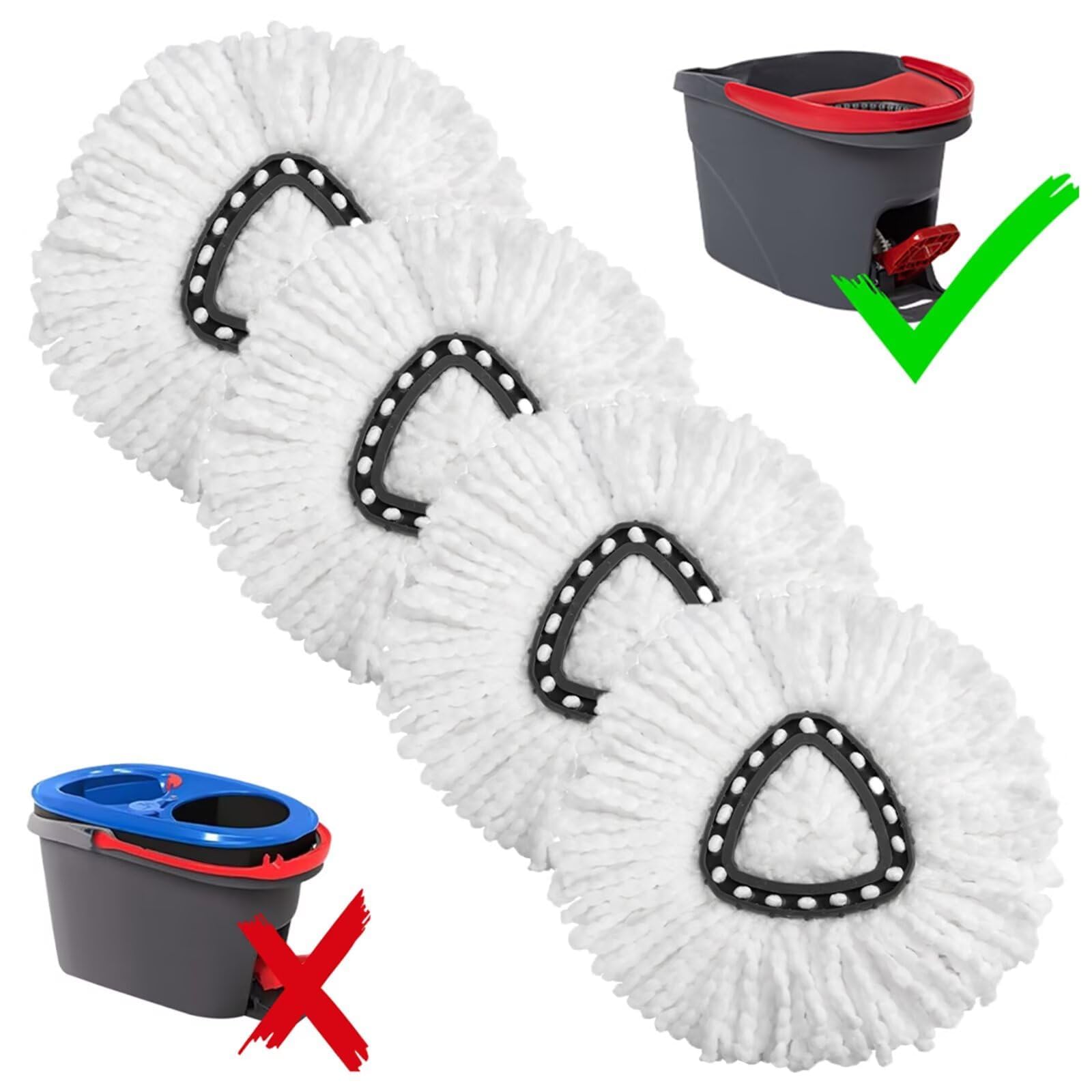 Photo 1 of 4-Pack Mop Replacement Heads for Ocedar Mop Replace Head EasyWrin Spin Mop Heads Replacements, Easy Cleaning Mop Head Replacement