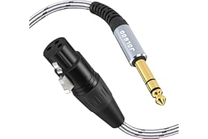 JOLGOO XLR Female to 1/4 Inch 6.35mm TRS Plug Balanced Interconnect Cable, XLR to Quarter inch Patch Cable, 3.3 Feet, for Microphone,Mixer,Guitar,AMP,Speakers