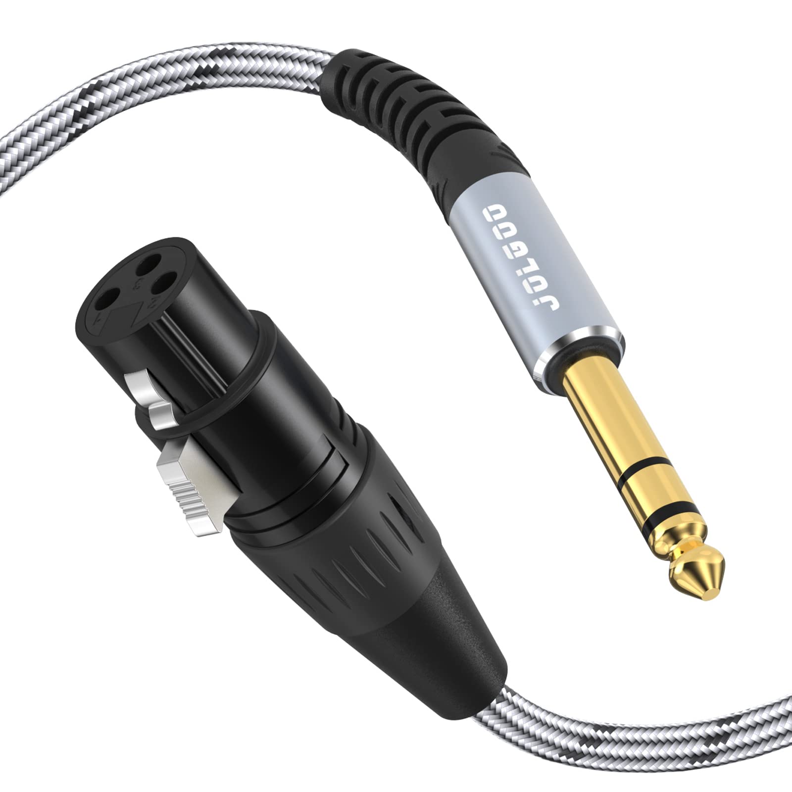 JOLGOO XLR Female to 1/4 Inch 6.35mm TRS Plug Balanced Interconnect Cable, XLR to Quarter inch Cable, 7.6 Meters, for Microphone,Mixer,Guitar,AMP,Speakers