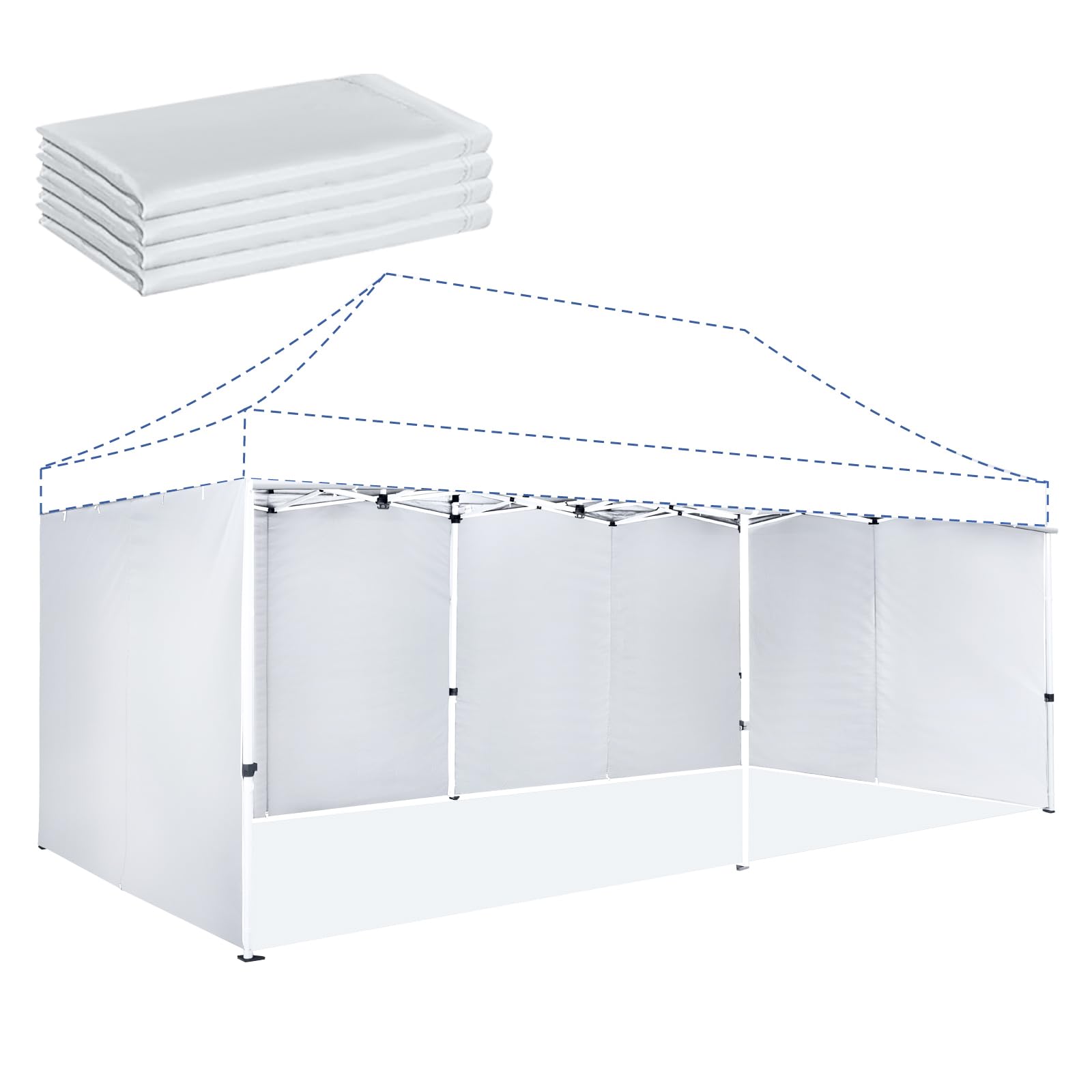 Photo 1 of CROWN SHADES 10x20 Canopy Sidewalls (4pck) - Replacement Walls for 10x20 Gazebo, Event Shelter Accessories - White