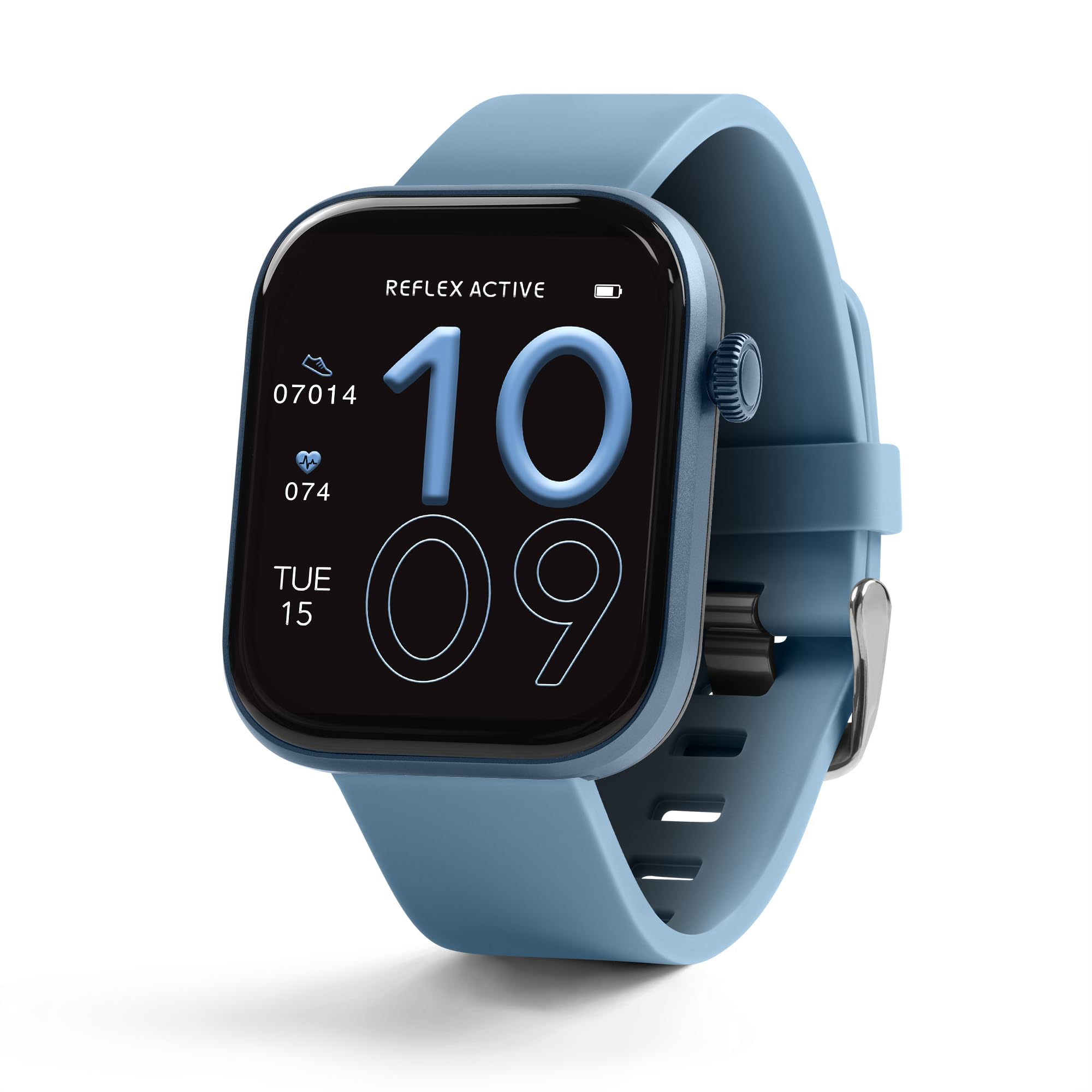 Reflex Active Series 40 Amoled Smart Watch for Women Men with Dual-Time, Make/Answer Calls, Sleep Monitor, Sports Modes, Cycle Tracking, Step Counter and Denim Blue Silicone Strap for IOS Android
