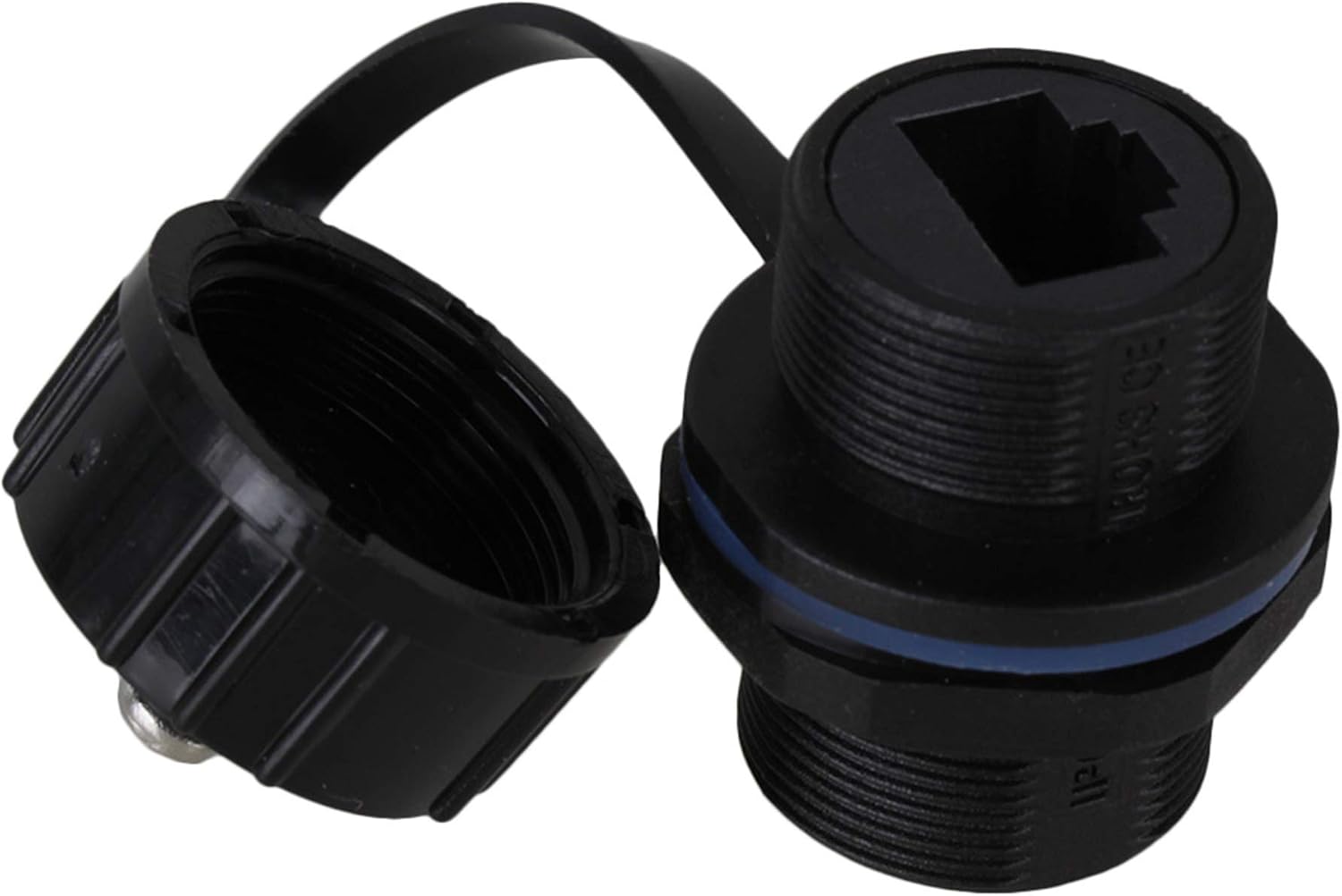 CNBTR Ethernet LAN Black IP68 Friendly M20 Stuffing Locknut Plastic RJ45 Underwater Gland Connector Set of 10 - Image 3