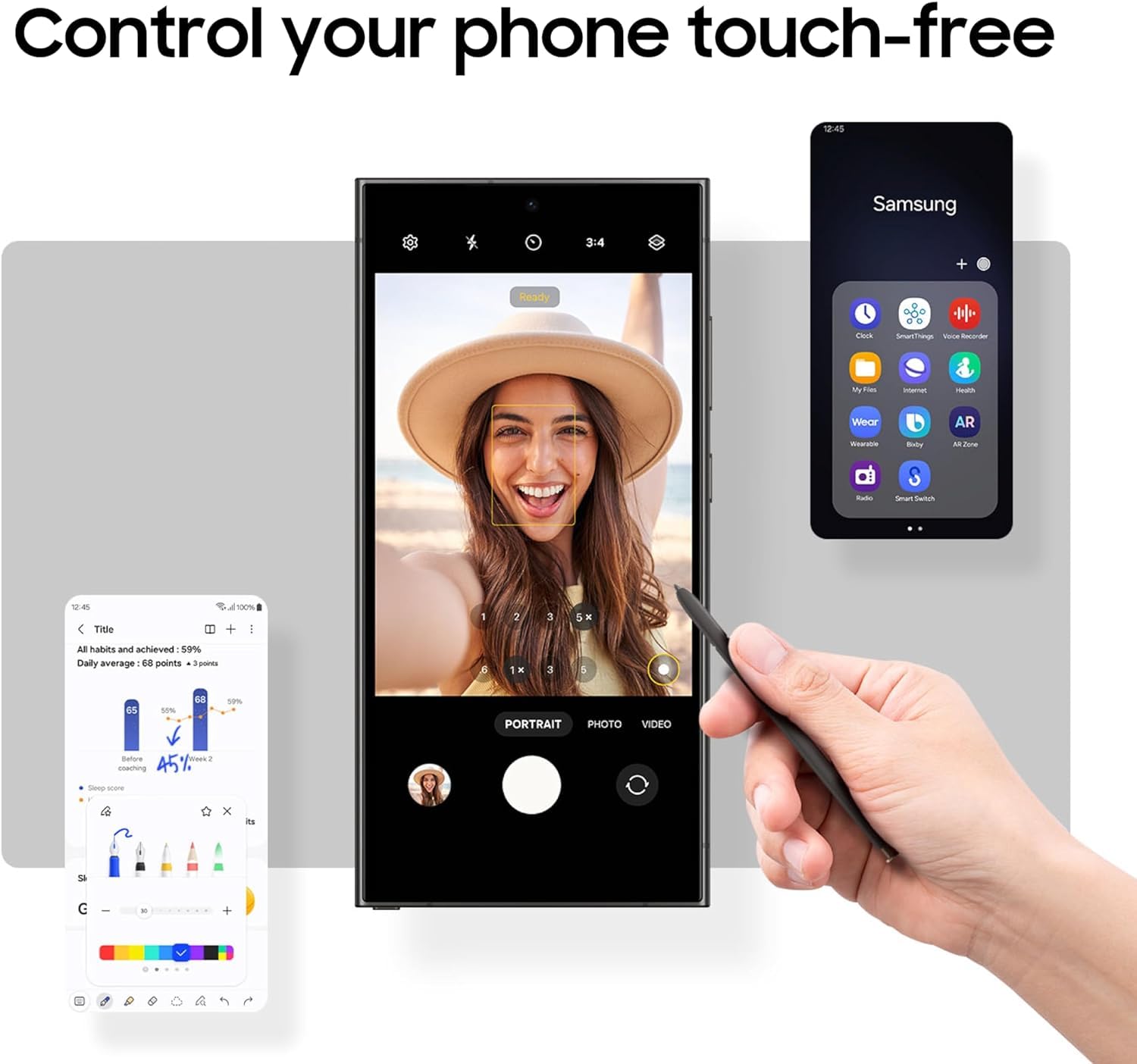 Galaxy S24 Ultra S Pen [WithBluetooth |4096 Pressure Sensor ] Replacement for Samsung Galaxy S24 Ultra 5G All Versions Touch Stylus Pen with 5xTips/Nibs (Black)