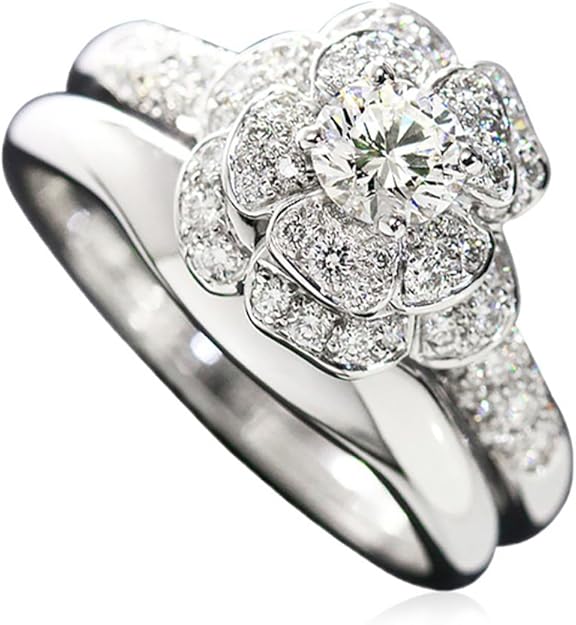 Amazon シャネル Chanel カメリア ダイヤ リング 60 2本セット K18wg 18金ホワイトゴールド 750 ダイア 指輪 中古 リング 通販