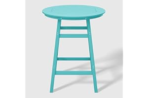 WestinTrends Malibu Outdoor 35" HDPE Round Patio Bar Height Table, Turquoise