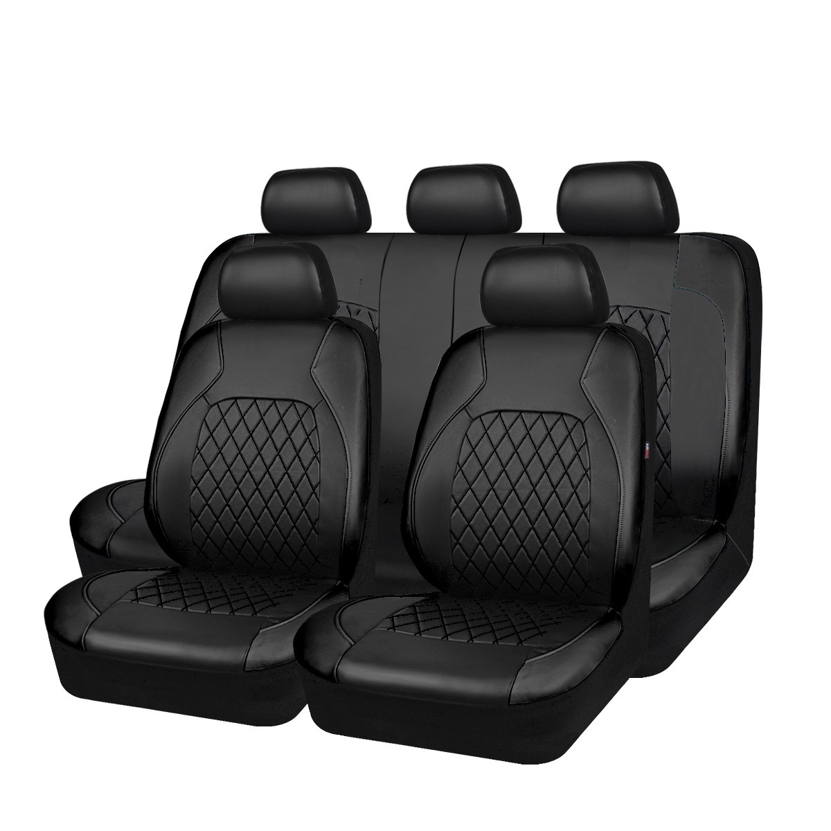 HORSE KINGDOM Universal Car Seat Covers Faux Leather Full Seat 11 pcs Airbag Compatible Breathable (Full Black)
