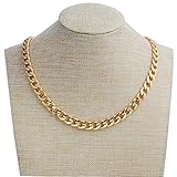 Adecco LLC Ultra Luxury Look & Feel Real Solid 14k Gold plated Curb Chain Necklace 6mm (20inch)