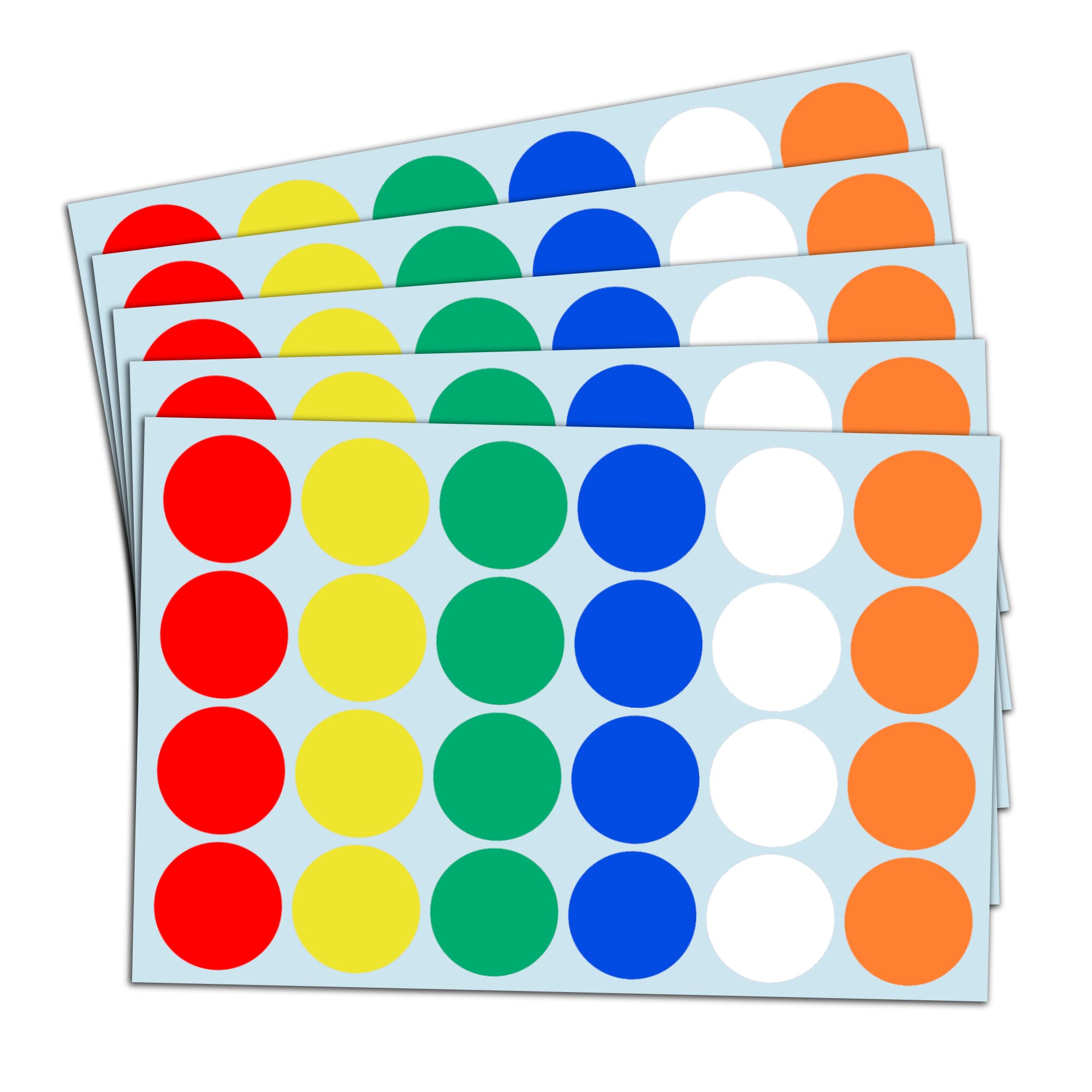 960 Pieces - 25mm Coloured Dot Stickers, Round Sticky Labels - 6 Assorted Colours
