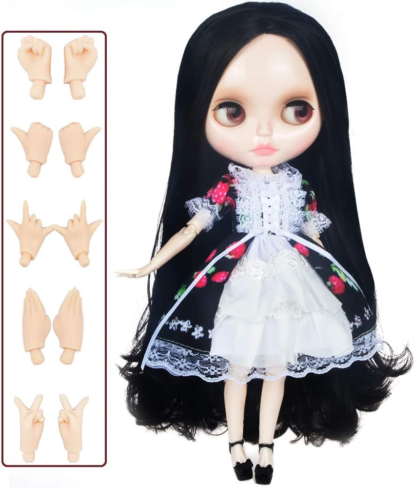 YUMMON 1/6 BJD Doll is Similar to Neo Blythe, 4-Color Changing Eyes Shiny Face and Ball Jointed Body Dolls, 12 Inch Customized Dolls Can Changed Makeup and Dress DIY