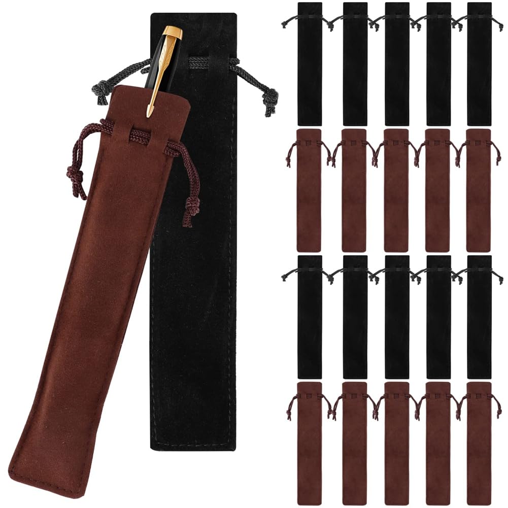 Geieold 100 Pcs Velvet Pen Pouch Bags Drawstring Pen Sleeve Holders Multipurpose Pen Pouches 1.4X6.9In