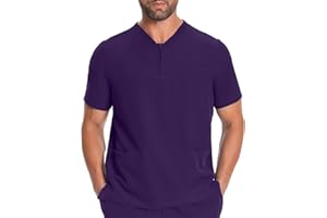 UHBYGV Men's Scrubs Healthcare Top, Moisture-Wicking Stretch Scrub Shirts Quarter Zip Plain Medical Workwear with Pockets