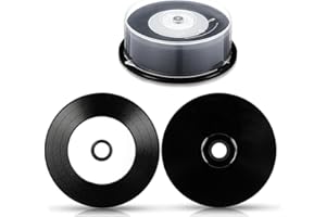 LHMYTREE 25PCS CD-R Blank Discs 700MB 80min 52X Recordable Disc for Music and Data with White Inkjet Printable Center and Bla