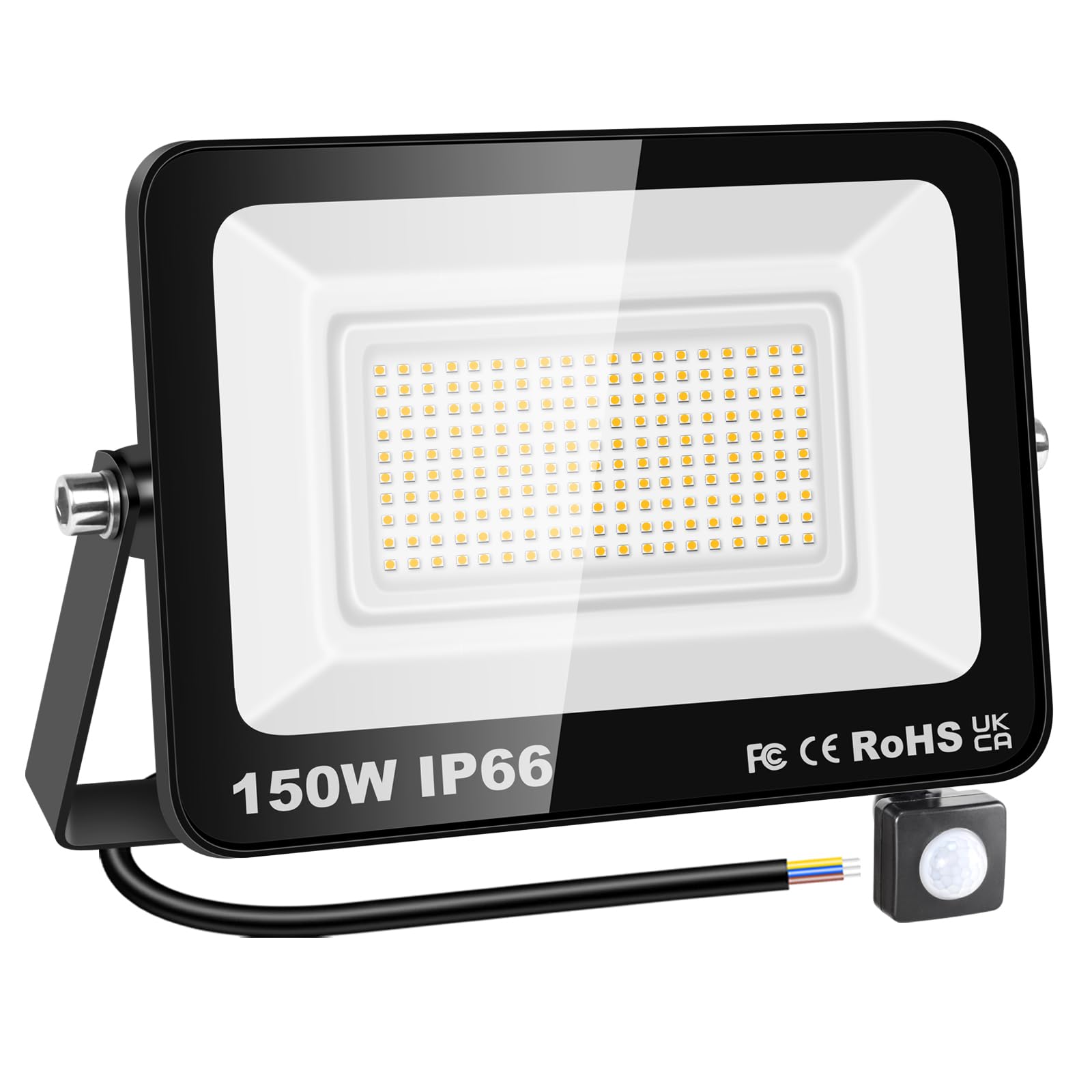 RIGIDON 150W Motion Sensor Light Outdoor 15000LM Super Bright LED Flood Outdoor Lights 4000K Daylight Warm White IP67 Waterproof Security Lights for Garden, Garage, Yard (Warm White, 150W)