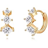 Clufantric 14K Gold Plated Huggie Hoop Earrings for Women with Cubic Zirconia Small Lightweight Hypoallergenic Earrings Gift for Her Girlfriend Adult