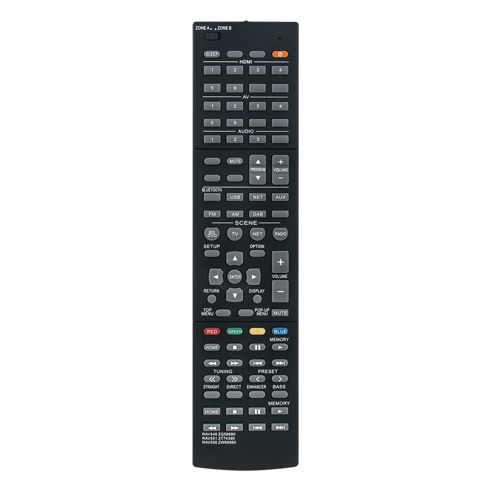 VINABTY New RAV546 RAV551 RAV556 Remote Control Replacement fit for Yamaha AV Receiver RAV546-ZQ56680 RAV546 ZQ56680 RAV551-ZT74390 RAV551 ZT74390 RAV556-ZW69560 RAV556 ZW69560 Remote Controller