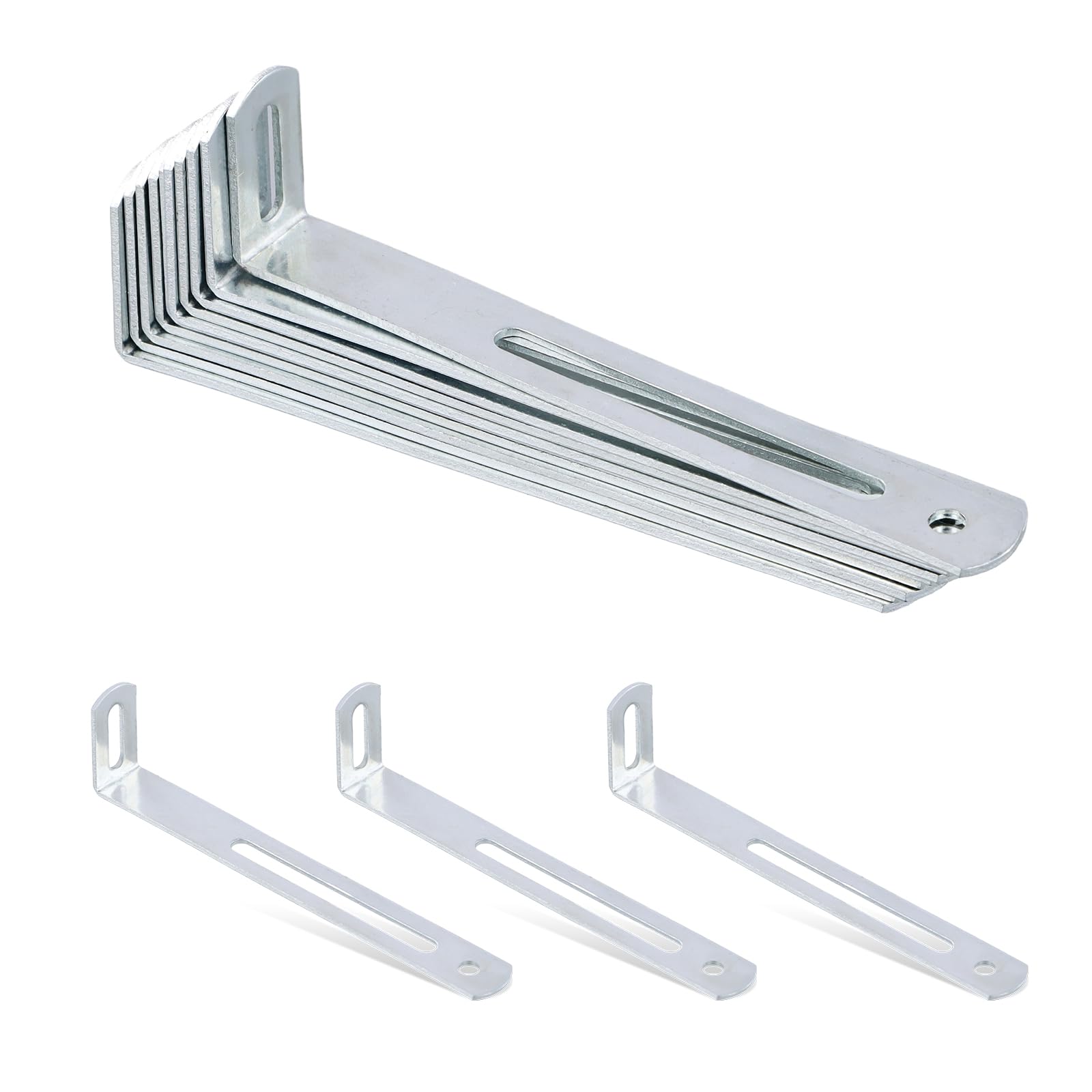 12 Pieces L Bracket Shelves 123x29mm, Corner Braces, Stainless Steel Joint Right Angle Brackets, Adjustable L Shape Corner Brace, for Fixing Furniture, Thickness 1.5mm