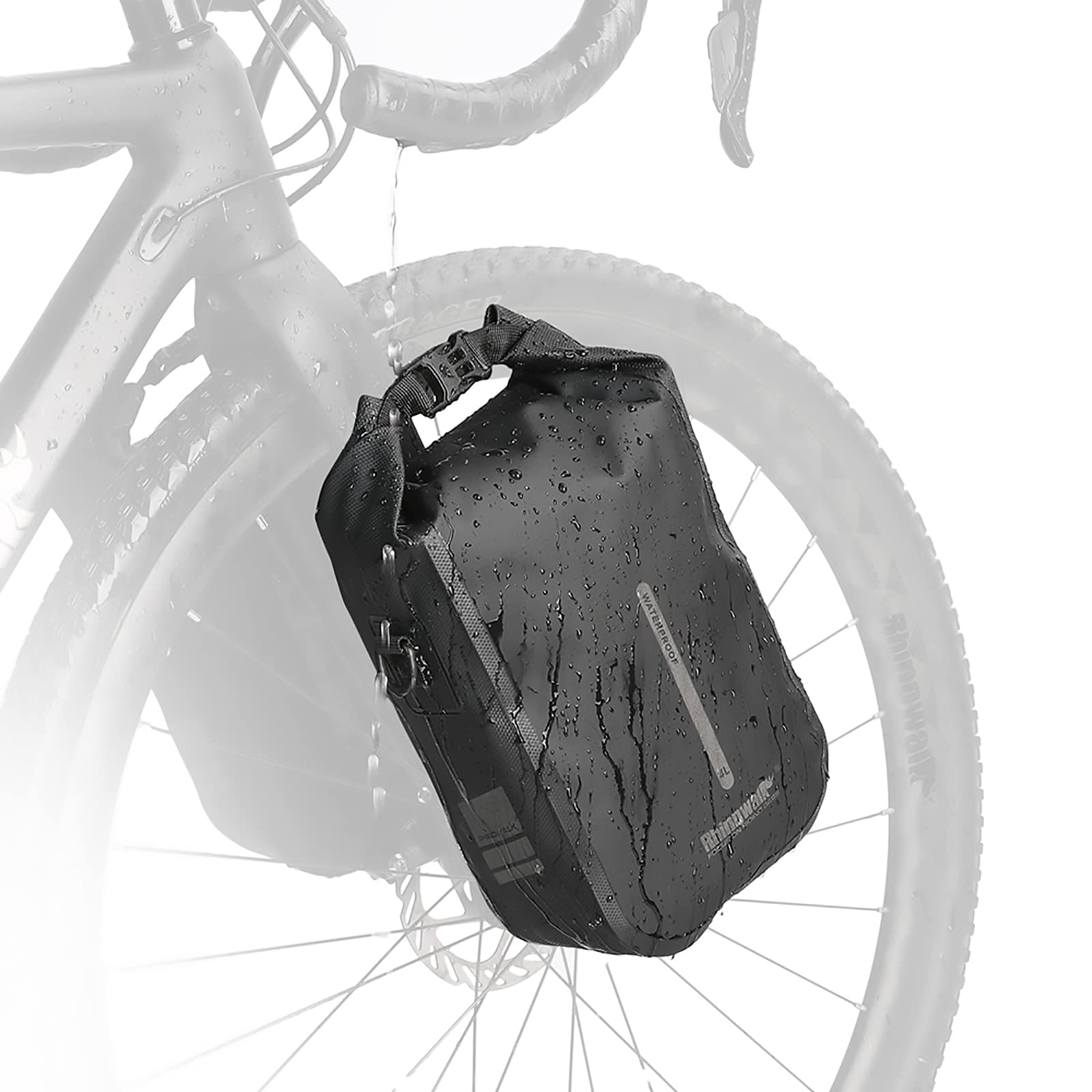 Rhinowalk Bike Front Pannier Fork Bag - Waterproof Bicycle Rack and Shoulder Bag for E-Scooter Mountain Bike Accessories - Black, 4L