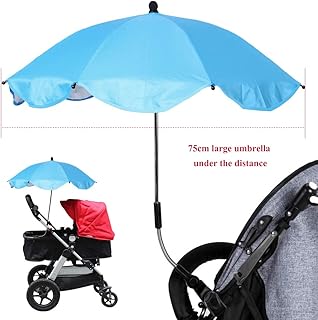 Souarts Kinderwagen Sonnenschirm Regenschirm Sonnenschutz UV-Strahlen Babywagen Schirm mit Universal Halterung 360° flexiblen Schwanenhals