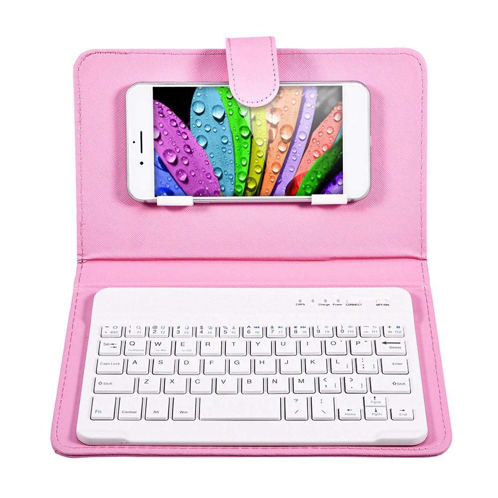 CCYLEZ Wireless Bluetooth Keyboard Case, Universal Detachable Bluetooth Keyboard with Flip Case Cover, Tablet Keyboard Case For Android, iOS, Case with Wireless Bluetooth Keyboard(Pink)