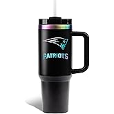 NFL 40oz Iridescent Tumbler - Double-Wall Vacuum Insulated Stainless Steel Water Bottle - Team Spirit Travel Cup with Handle, Lid and Straw, Hot and Cold Drink Container