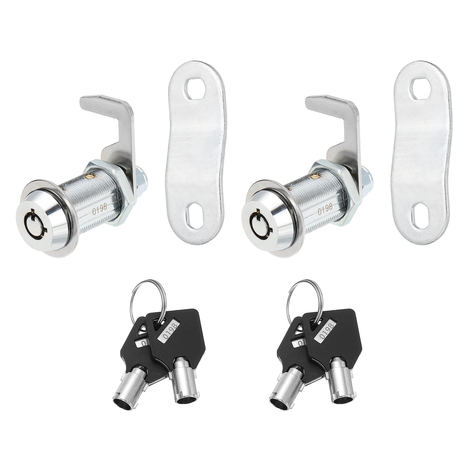 PATIKIL 1-1/8 Inch Cabinet Locks with Key, 2 Pack Keyed Alike for RV Drawer Storage Cart Mailbox Compartment Door Tool Lock, Silver — image 1