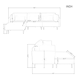 EMKK 105”Convertible Sectional Sofa Couch,Modern