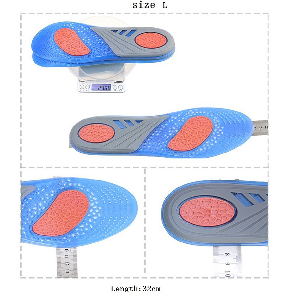 SUADEX Sports Foot Insole Insert, Plantar Fasciitis Anti-Fatigue Comfort Shoe Insoles with Cushioning Arch Support, Blue S