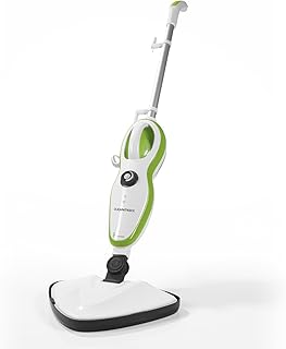 CLEANmaxx Dampfbesen für Böden, Fenster u. Textilien | Einsatzbereit in 30 Sek, ca. 20 min Dauerdampf | H2O Technologie ohne Chemie [Weiß, 1500 Watt]