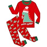 DDSOL Toddler Boys Girls Christmas Pajamas Dinosaur Jammies Santa Claus Kids Cotton Sleepwear Set