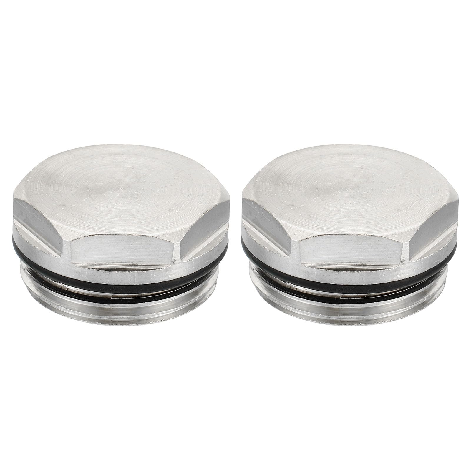 PATIKIL 3/4 Inch BSP Male Thread Blank Cap Manual Radiator Air Vent Plug, 2 Pack Nickel Plated Brass Plugs for Radiator Heater, Silver
