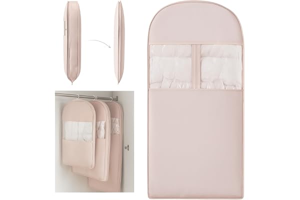 Space Saving Hanging Compression Garment Bag with Zipper for Closet Storage, Hanging Clothes Storage Bag, Garment Covers for