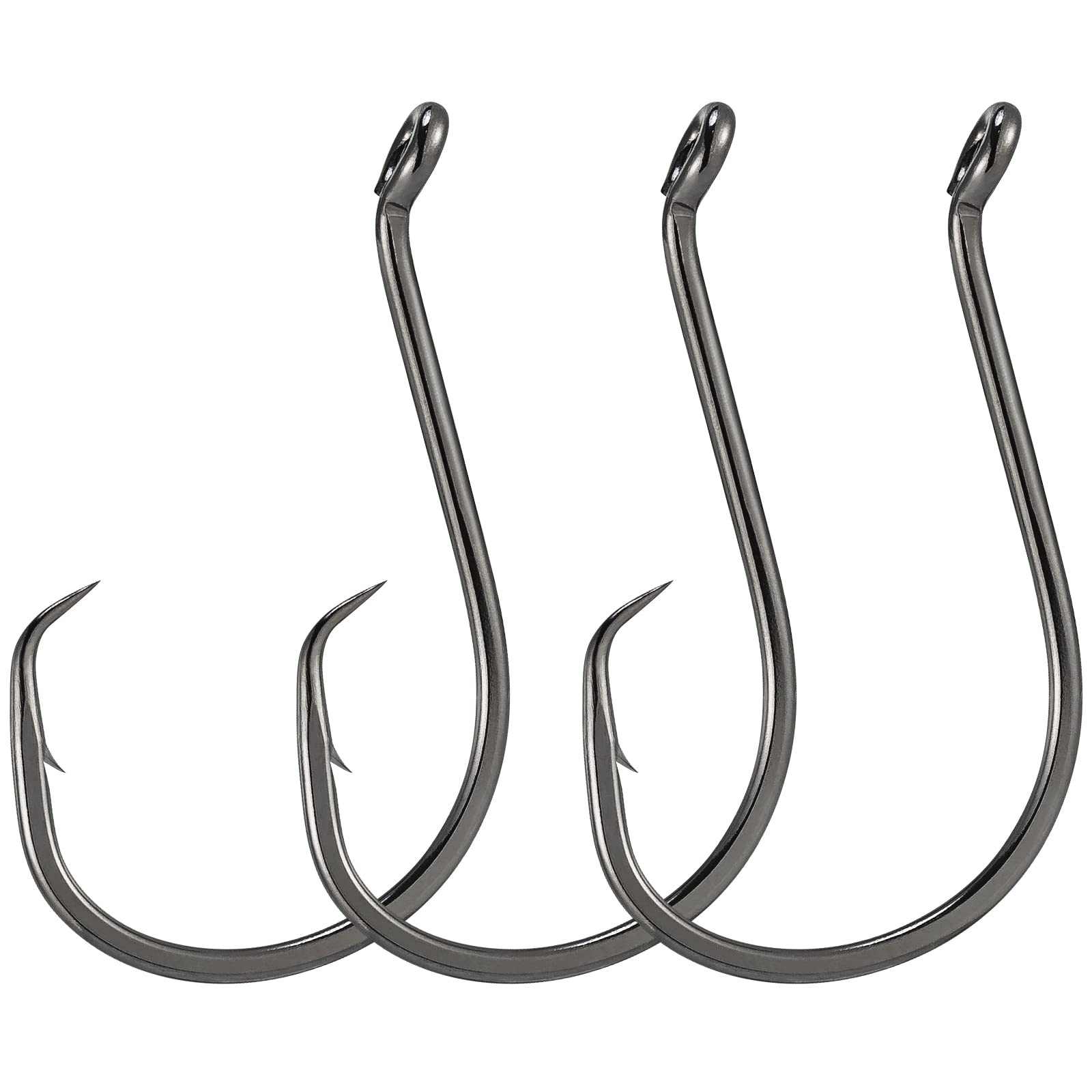 Alwonder 50 Pack Circle Hook Live Bait Hook Black Nickel Sharp Offset Wide Gap Surf Fishing Catfish Bass Bluegill Tuna Freshwater Saltwater #3/0