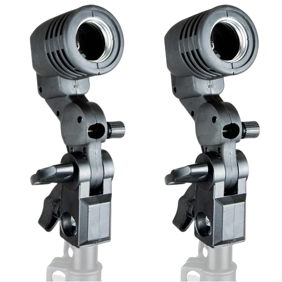 BOLLUMA 2 Packs E27 Lamp Holder with Light Stand Mount Umbrella Holder, Photography Studio Swivel Socket for Lamp Bulb Light Stand, Single Lamp Holder