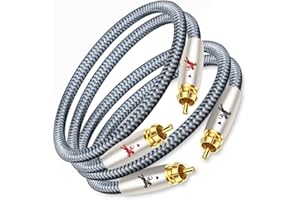 Impeto Premium 2RCA Audio Cable, Dual Male to Male, 1m(3.2t), 24K Gold-Plated, OFC, for Turntable/Amp/Speaker/Audio