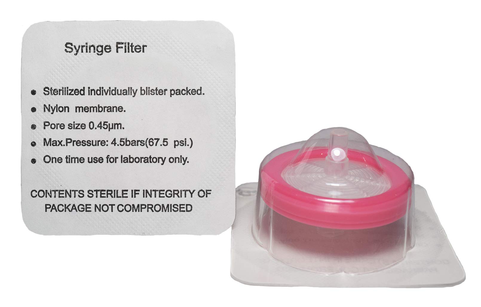 ADVANGENE Syringe Filter Sterile, Nylon 0.45 Micron 30mm, Pink (30/Pk)