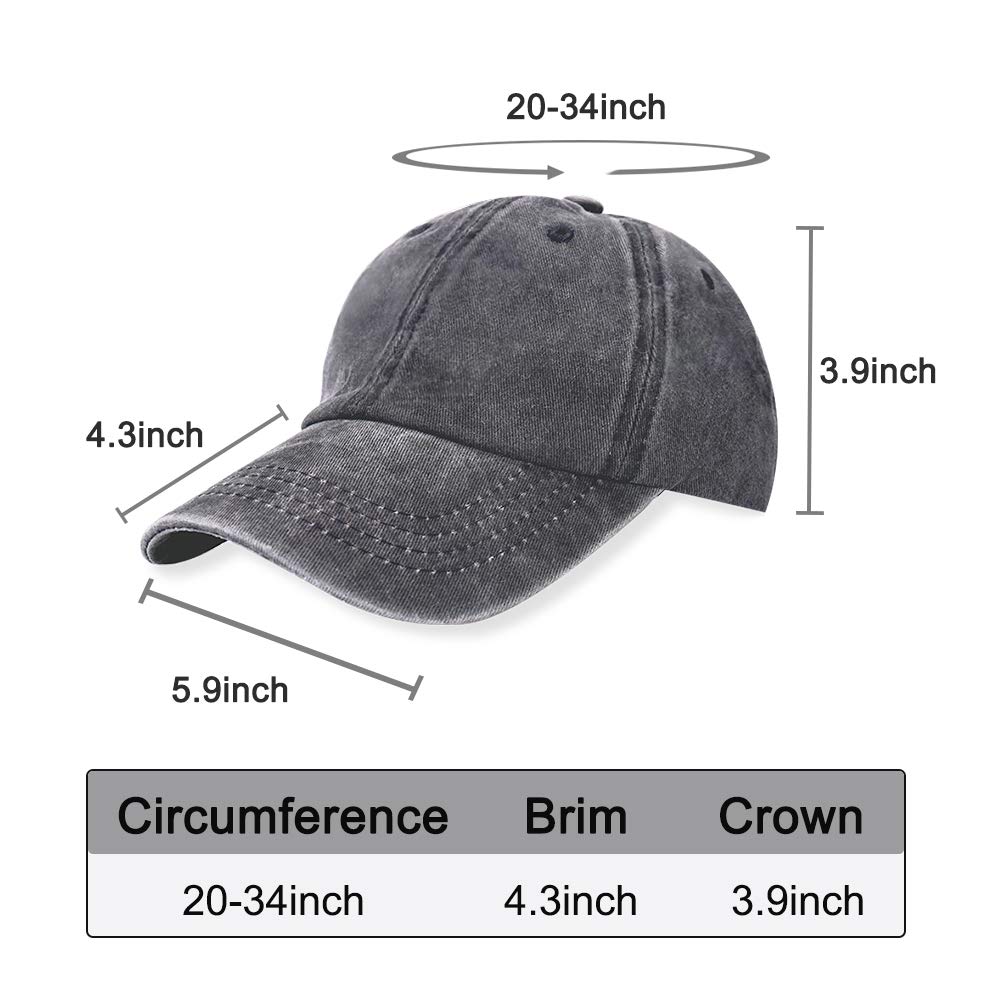 AVANTMEN Kids Baseball Cap Distressed Washed Sunhat Toddlers Little Boys Girls 100% Cotton 2-7 Years (2 Pack Black/Grey)