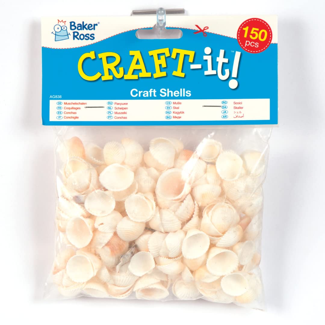 Baker Ross Mini Natural Craft Shells (Pack 150) for Kids Arts and Crafts