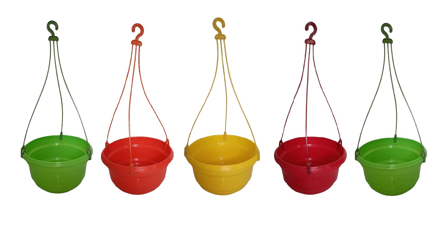 VI Hanging Pots with Hanging Hook (Multicolor, Pack of 5) Large Amazon